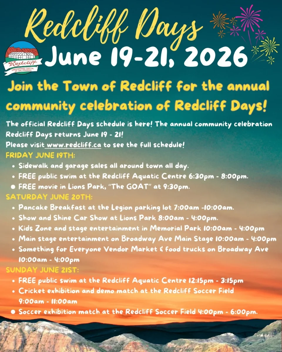 Schedule of events for Redcliff Days