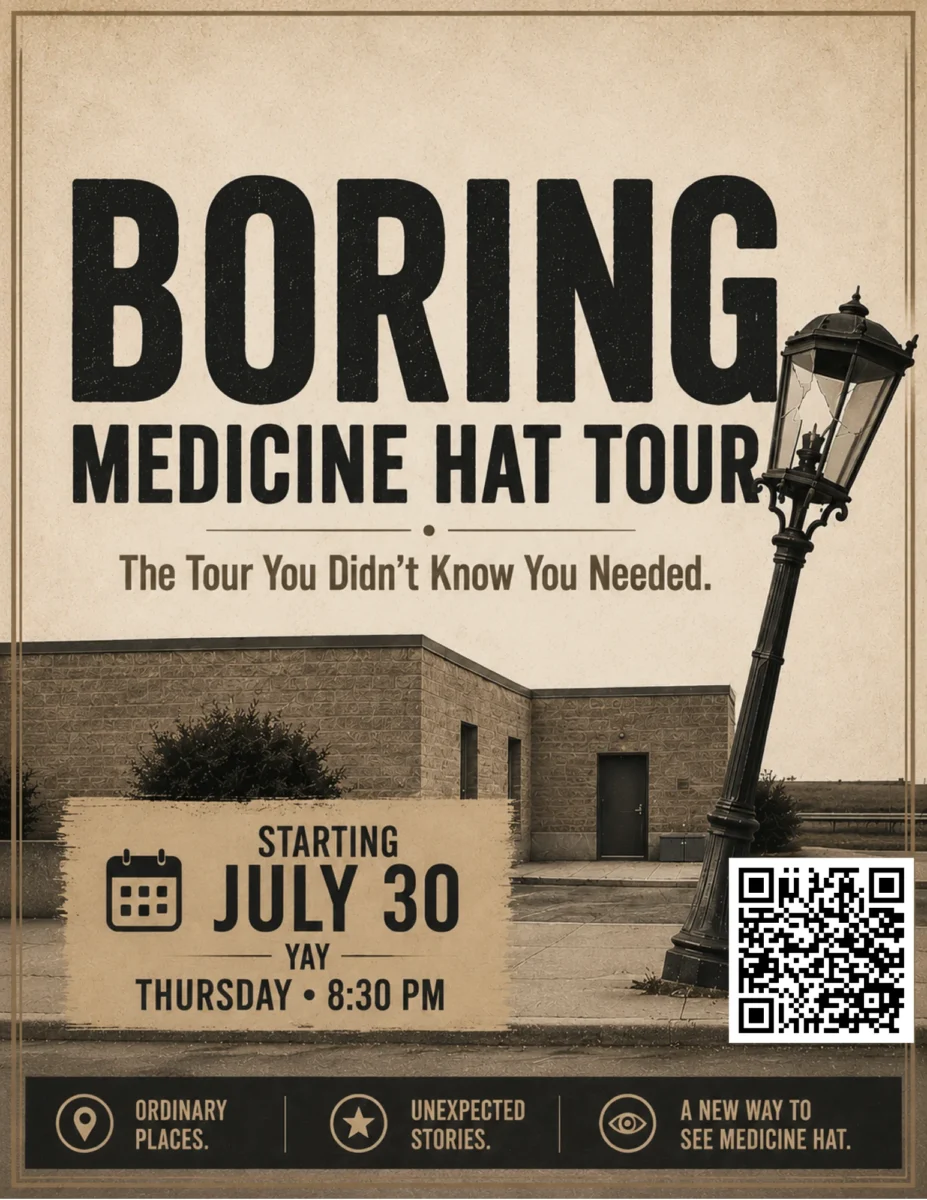 Poster for the boring Medicine Hat trolley tour